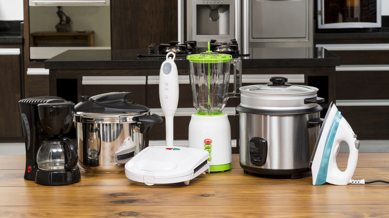 Small kitchen appliances on kitchen countertop