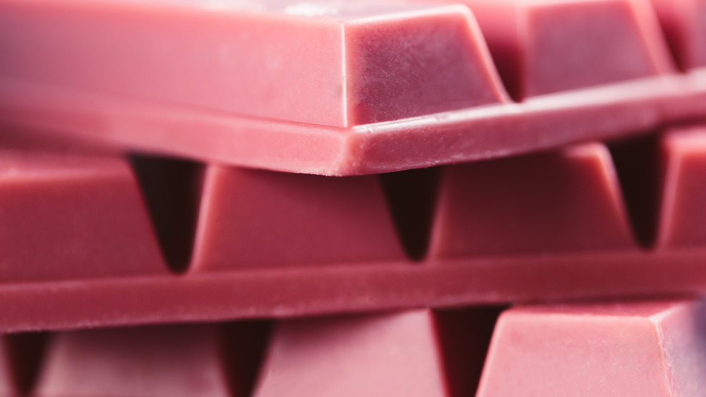Stack of raspberry & crème Kit Kats