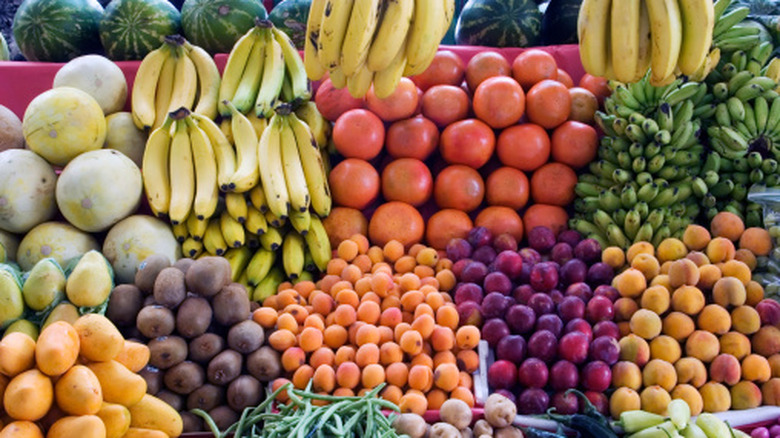 Fresh fruits and vegetables at market