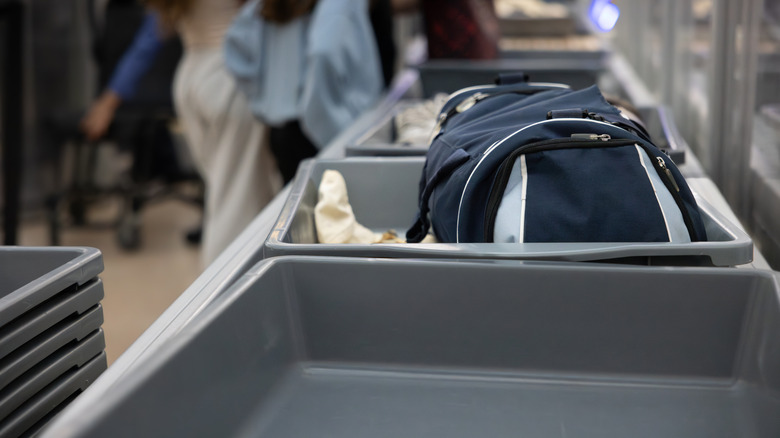 Security bins at checkpoint