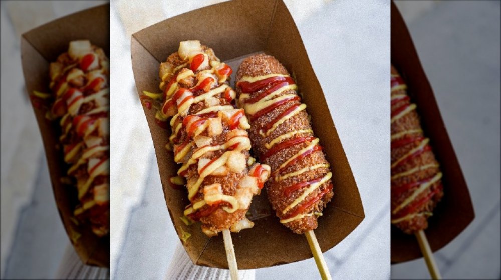 Two Korean corn dogs