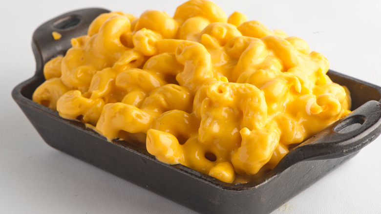 Pan full of mac and cheese