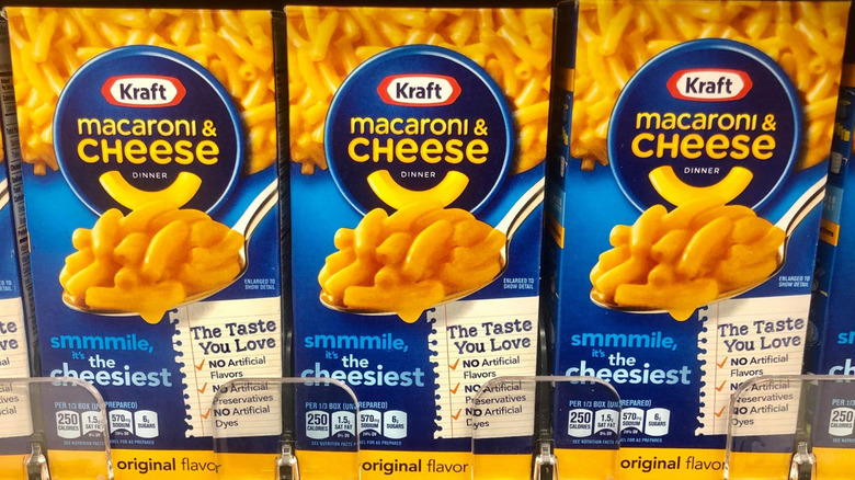 Boxes and Kraft macaroni and cheese