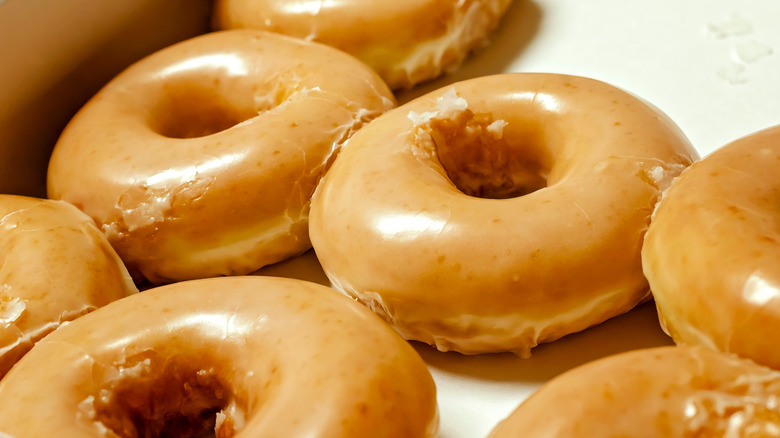 Krispy Kreme glazed donuts in open box