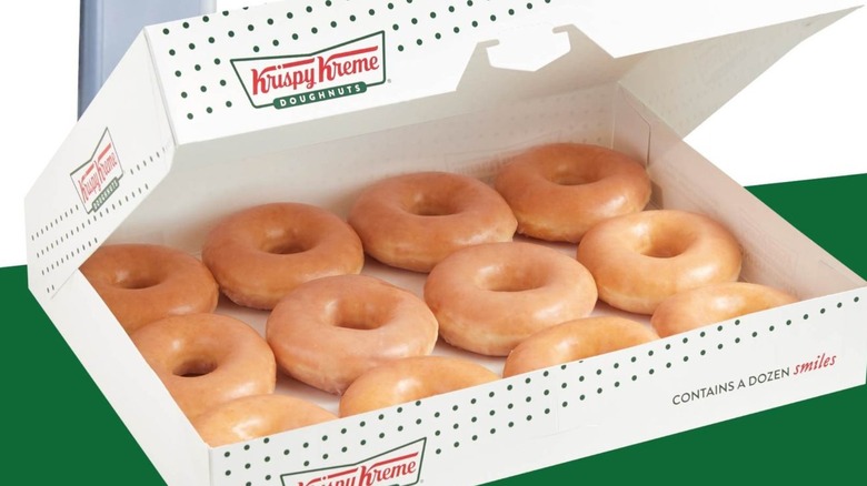 dozen Krispy Kreme Original Glazed donuts in box