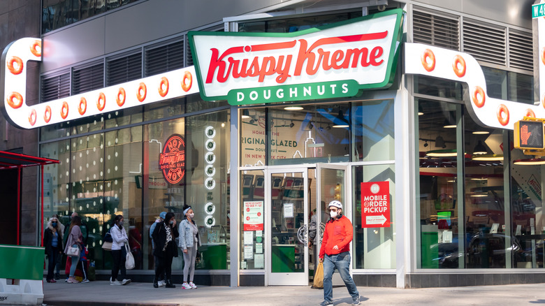 Krispy Kreme shop at night