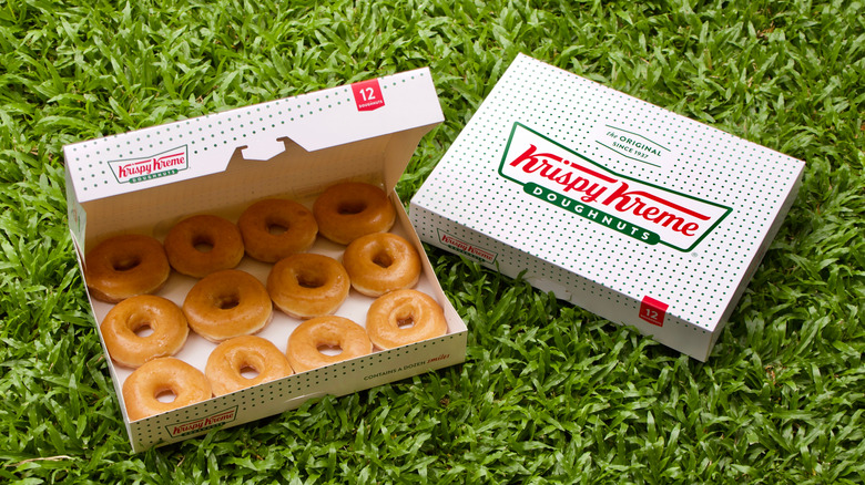 A Krispy Kreme doughnut box