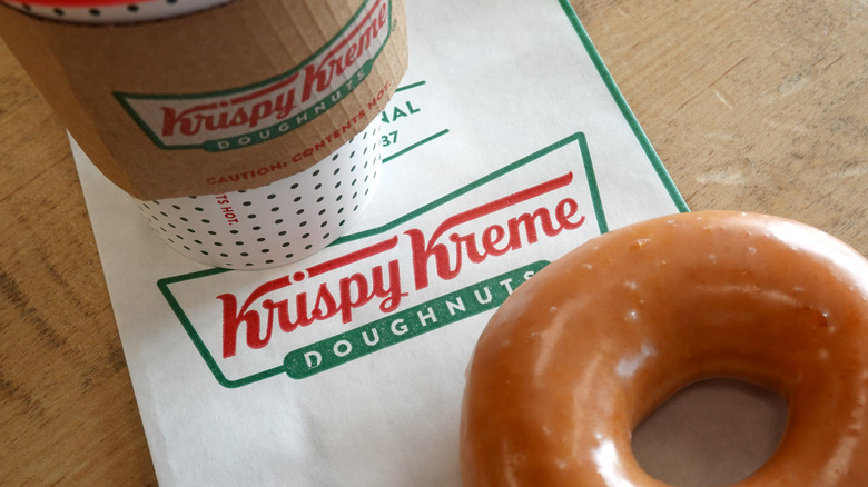 Krispy Kreme coffee cup and donut