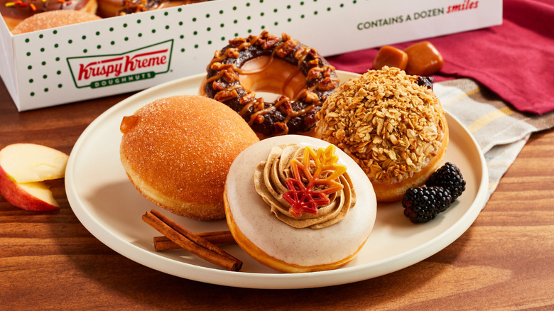 Plate of Krispy Kreme fall doughnuts