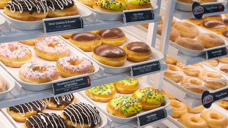 Krispy Kreme donut case
