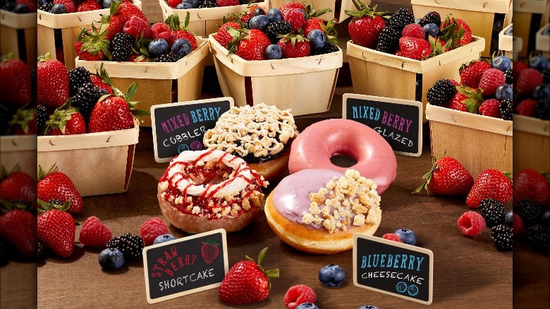 Krispy Kreme doughnuts with berries.
