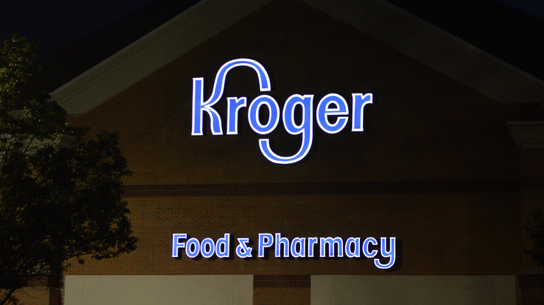 Kroger store exterior at night