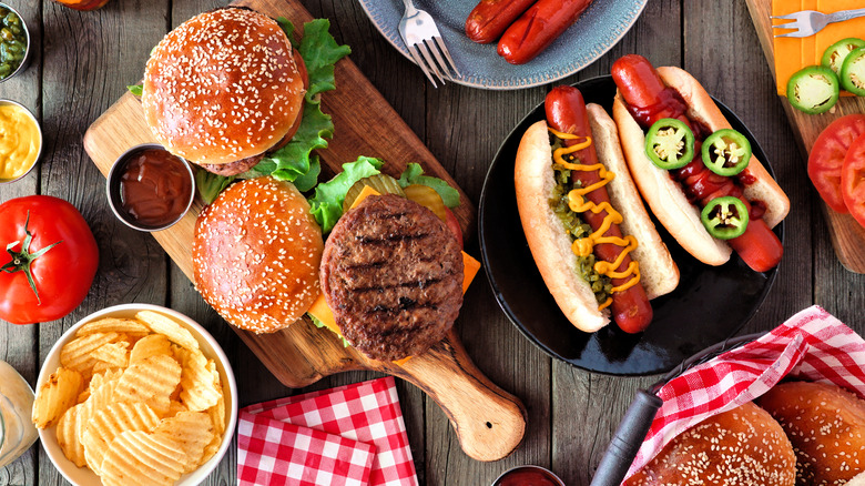 summer barbecue burgers hot dogs