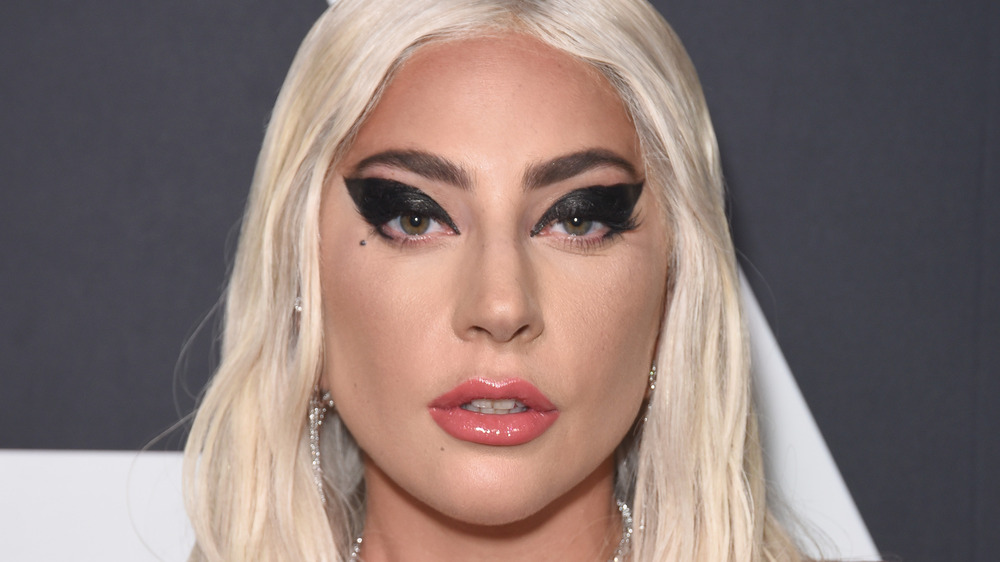 Close-up of Lady Gaga on red carpet