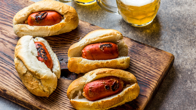Sonoran hot dogs with beer