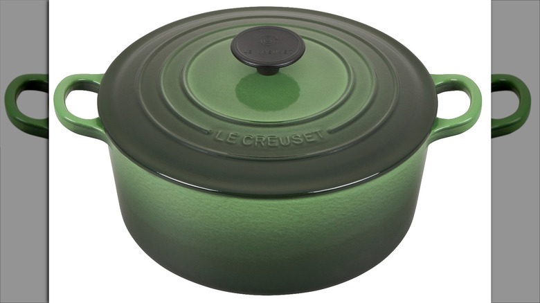 Green Dutch oven by Le Creuset