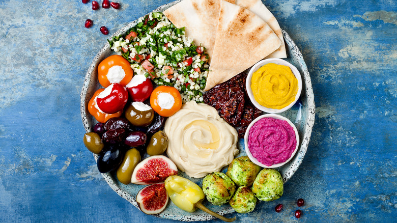 Mezze platter with dips