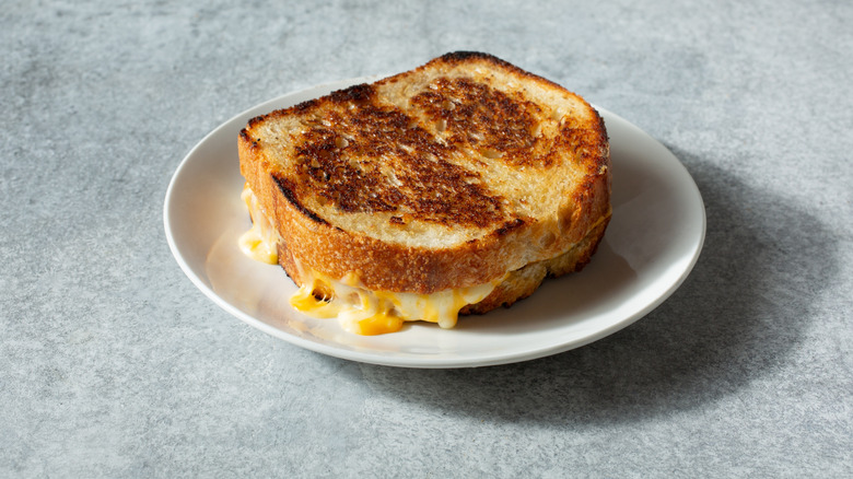 Grilled cheese sandwich on plate