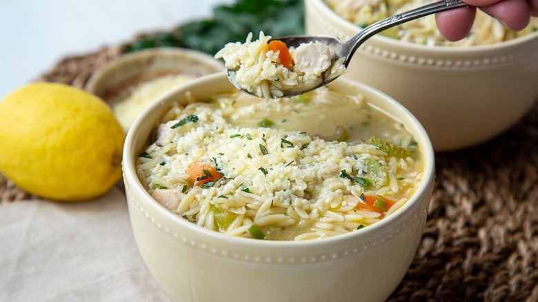 bowl of soup with parmesan