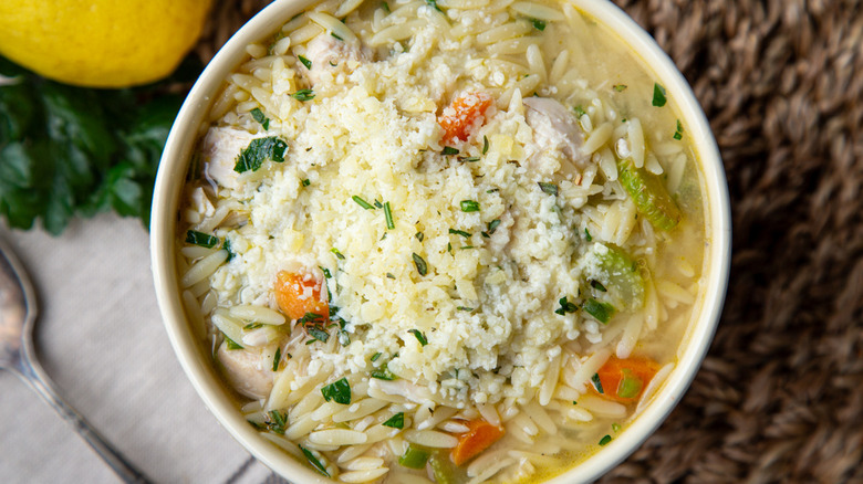 bowl of soup with parmesan