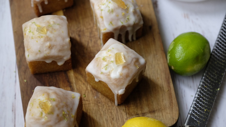 cube-shaped citrus-glazed cakes