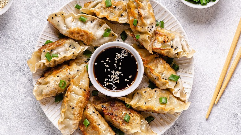 Potstickers with soy sauce