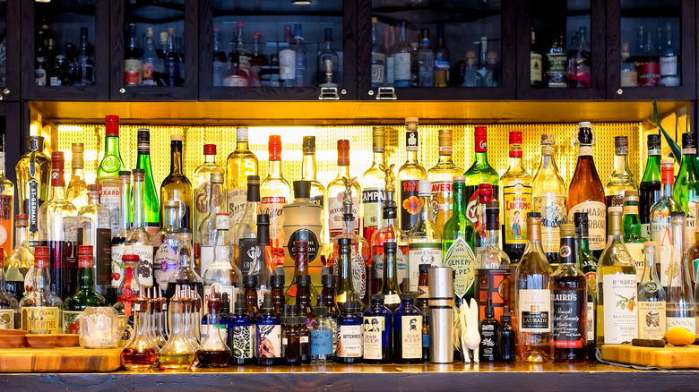 Bottles of alcohol at bar