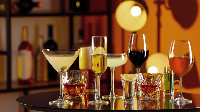 Table with alcoholic beverages on display