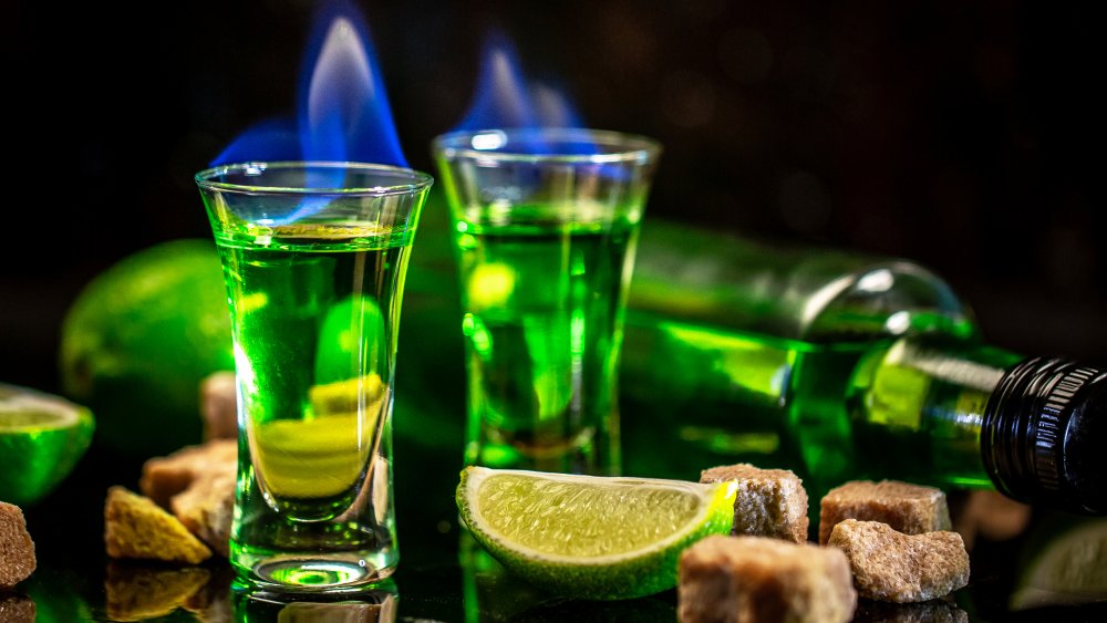 Absynthe in a shot glass