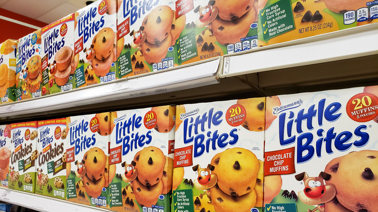 Little Bites muffins on grocery shelf