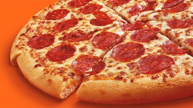 Closeup of pepperoni pizza