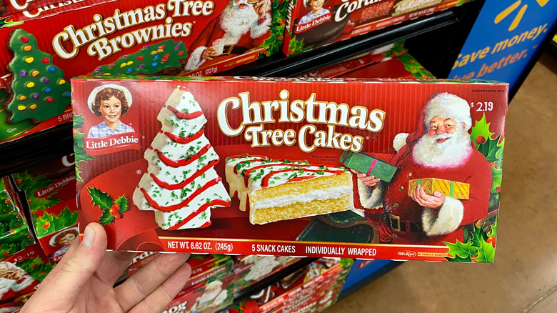 Little Debbie christmas tree cakes in red box