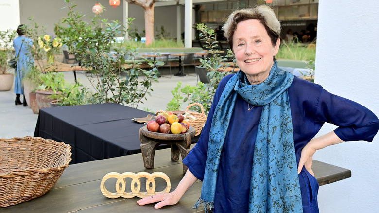 Alice Waters at outdoor table