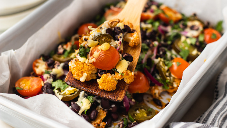 Loaded cauliflower nachos