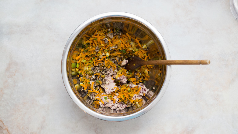 vegetables in large metal bowl
