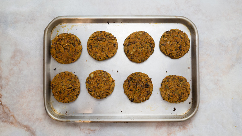 baked veggie burgers on pan