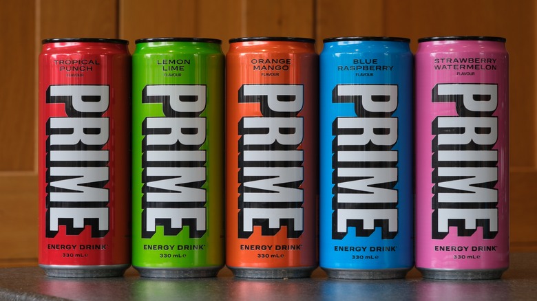 Assortment of Prime energy drink cans