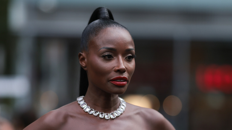 Lorraine Pascale photographed outside a fashion show venue during London Fashion Week in September 2023