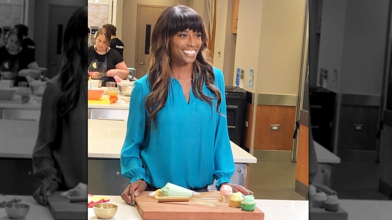 Lorraine Pascale at a filming set for Food Network