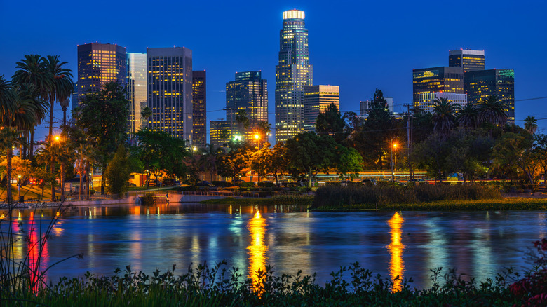 LA at night from Echo Park Lake