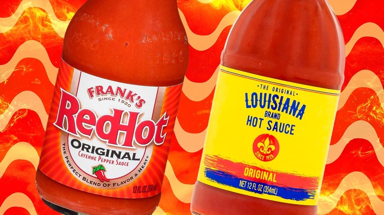 Frank's RedHot bottle and Louisiana hot bottle