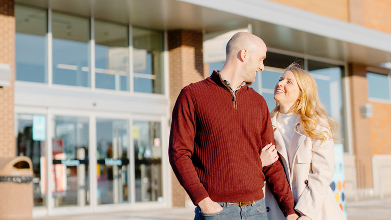 Couple outside Aldi store