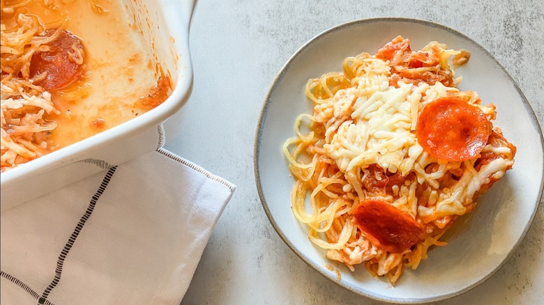 pizza casserole on a plate