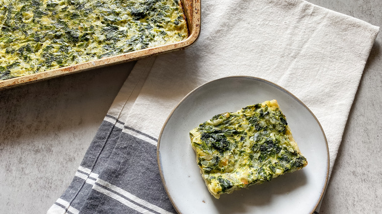  spinach pie slice on plate