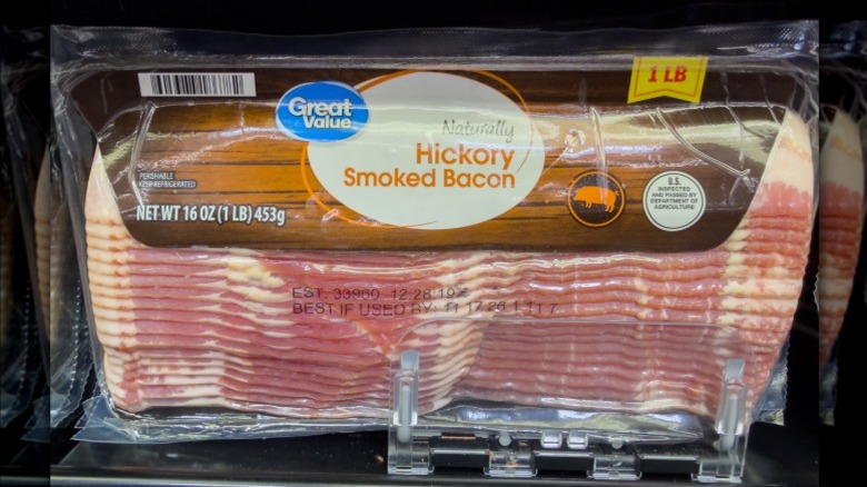 Great Value naturally hickory smoked bacon from Walmart