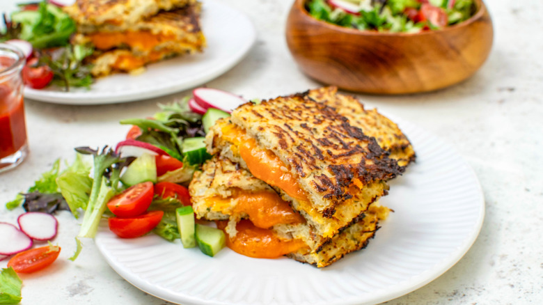 cauliflower grilled cheese stack