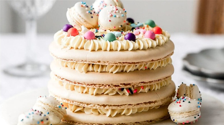 delicate macaron cake