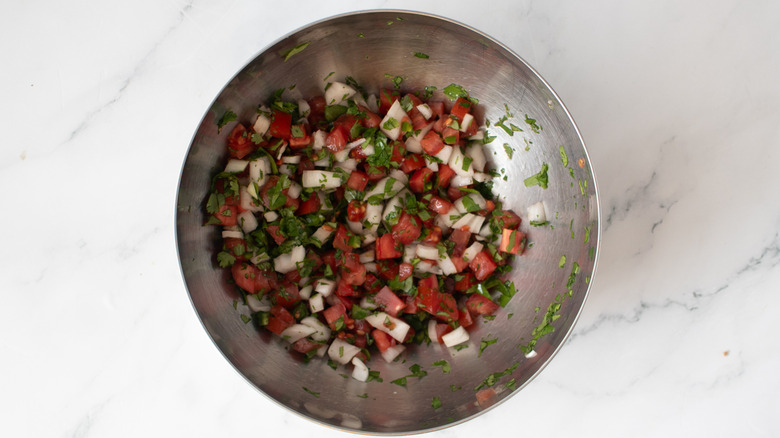 salsa in a metal bowl