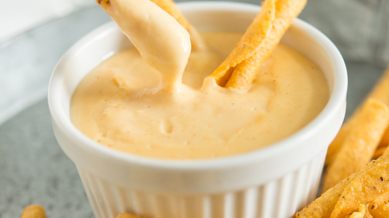 Cheese sauce in a bowl