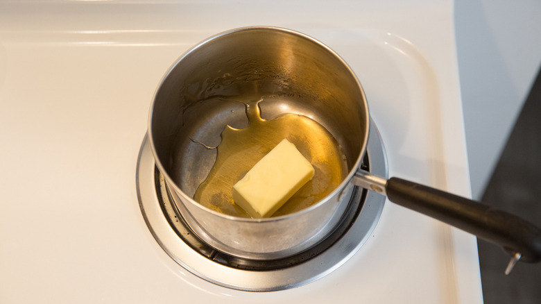 butter melting in small saucepan